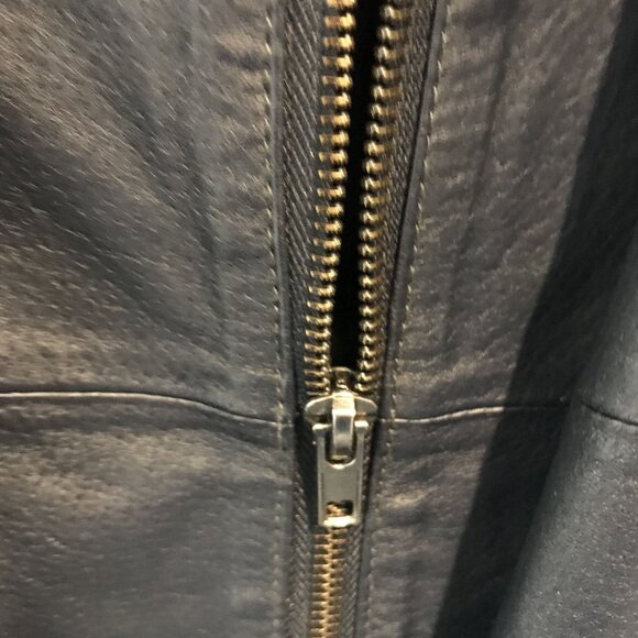 Woman Within Navy Leather Zip-Up Jacket Womens Plus Size 24 - Picture 5 of 12